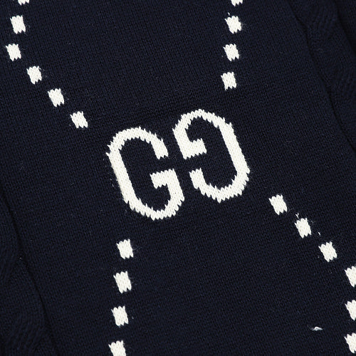Gucci Double G GG Intarsia Cotton Knit Polo Sweater 2026